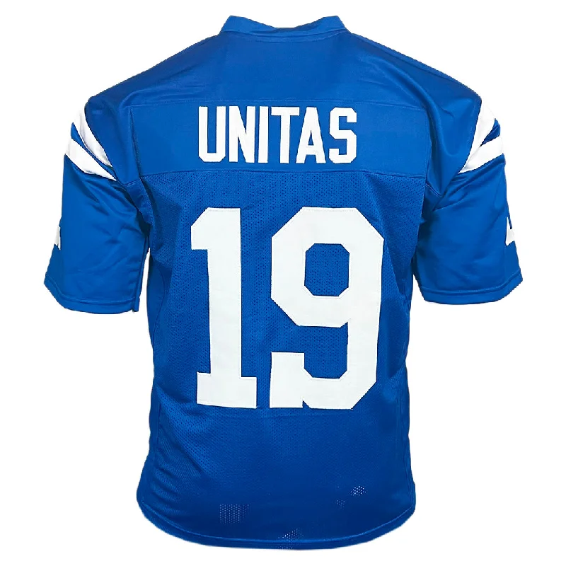 Personalized soccer jersey with team slogan-Johnny Unitas Unsigned Indianapolis Blue Football Jersey