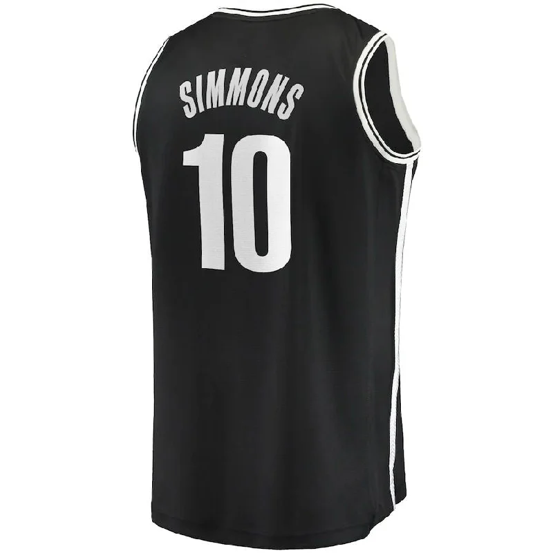 Custom basketball jersey with player number on sleeves-B.Nets #10 Ben Simmons Fanatics Branded Fast Break Replica Player Jersey Black Statement Edition Stitched American Basketball Jersey