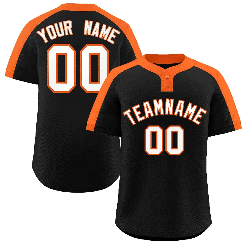 Baseball jersey with team logo for fan apparel-Custom Black White-Orange Classic Style Authentic Two-Button Baseball Jersey