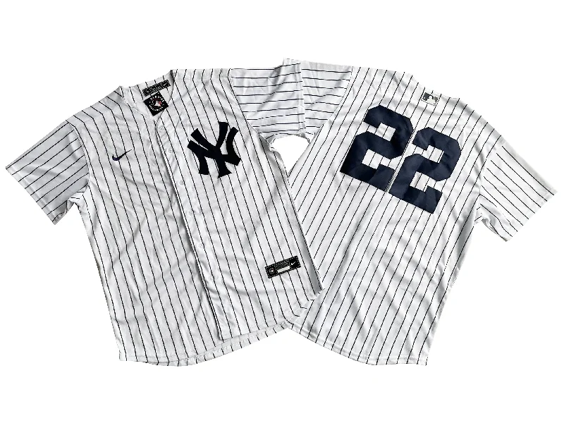 Baseball jersey with professional stitching and finishes-Men's New York Yankees 2# Derek Jeter  WhiteNavy Replica Jersey