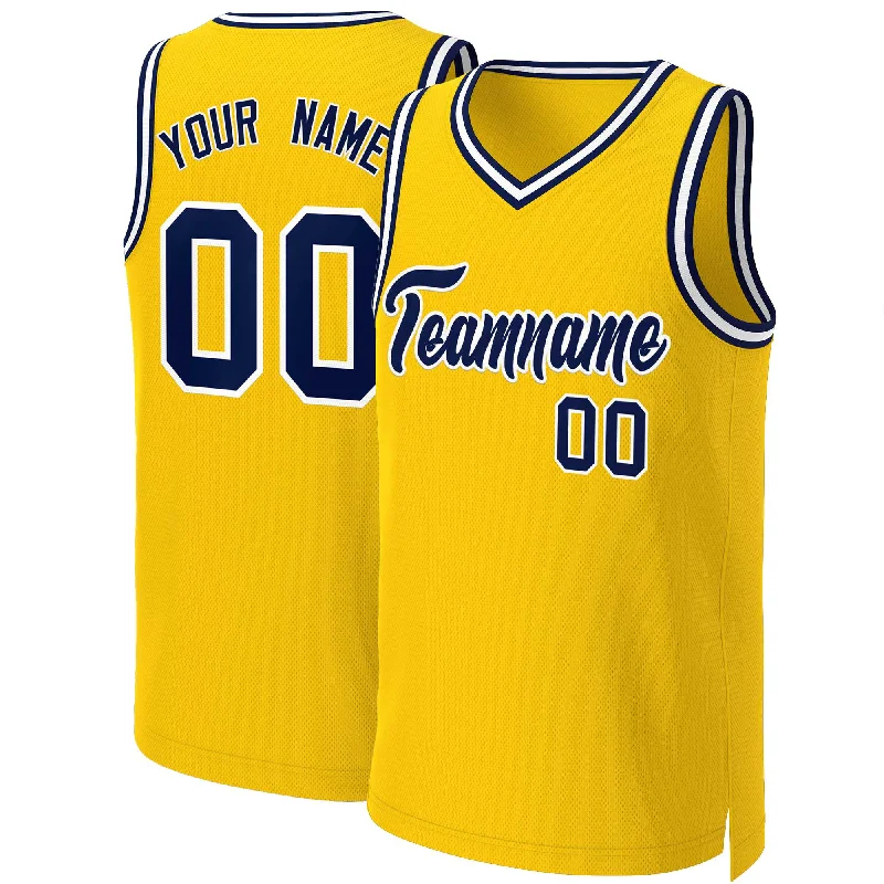 Custom basketball jersey for family and friends’ teams-Custom Yellow Navy-White Classic Tops Basketball Jersey