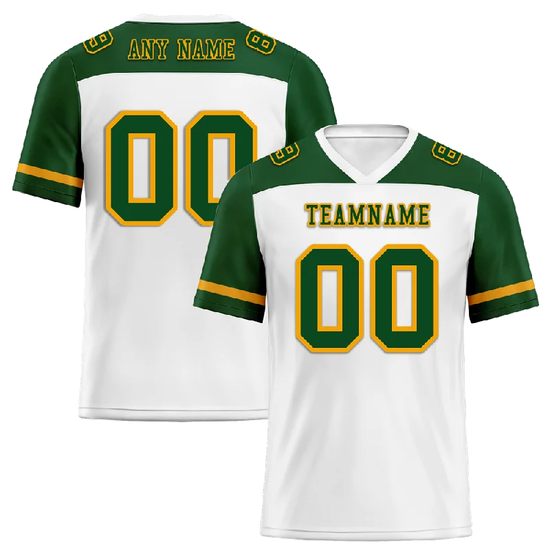 Custom soccer jersey for team pride and spirit-Custom White Green Raglan Sleeves Green Personalized Authentic Football Jersey FBJ02-bc0f0b7