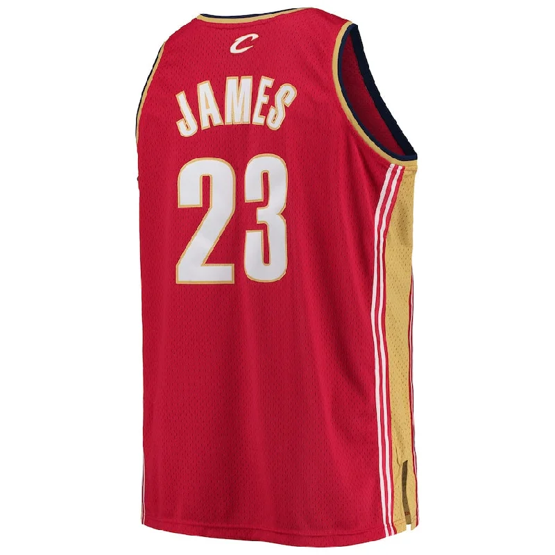 Basketball jersey for high school teams-C.Cavaliers #23 LeBron James Mitchell & Ness Big & Tall Hardwood Classics Swingman Jersey Wine Stitched American Basketball Jersey