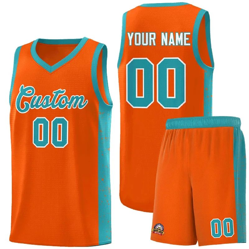 Basketball jersey for fan events with team spirit designs-Custom Orange Aqua-White Side Splash Sports Uniform Basketball Jersey