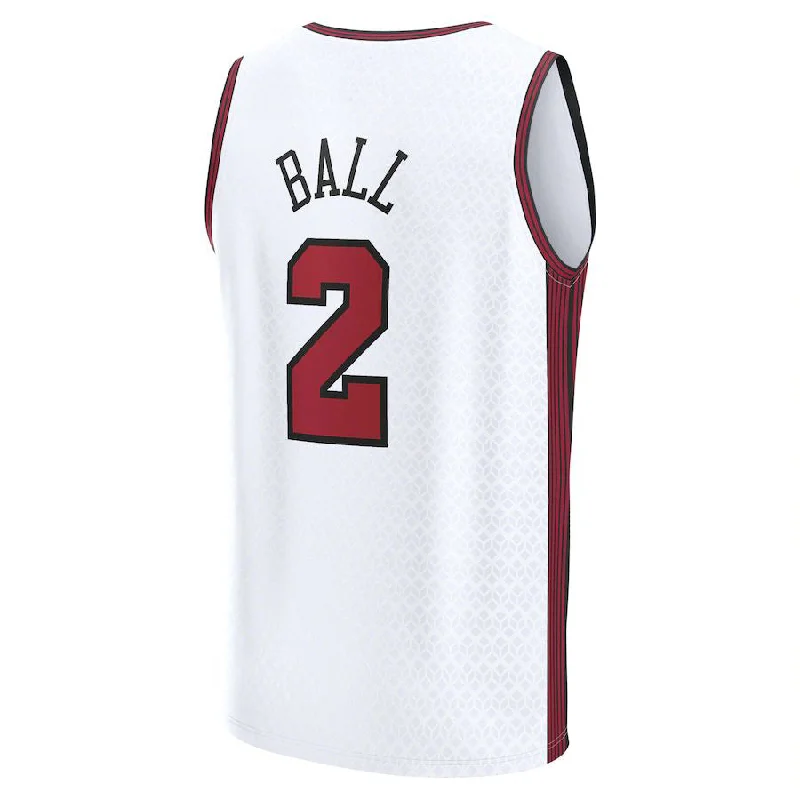 Personalized basketball jersey with name and number-C.Bulls #2 Lonzo Ball Fanatics Branded 2022-23 Fastbreak Jersey City Edition White Stitched American Basketball Jersey