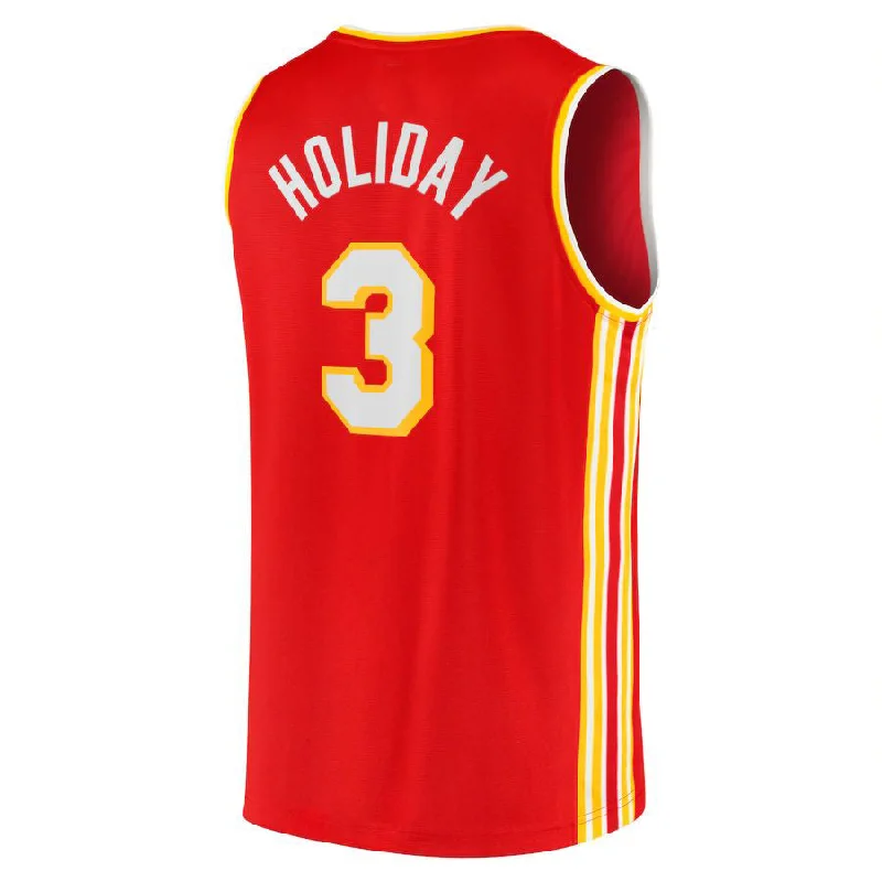 Custom basketball jersey for fan clubs and supporters-A.Hawks #3 Aaron Holiday Fanatics Branded Fast Break Replica Jersey Icon Edition Red Stitched American Basketball Jersey