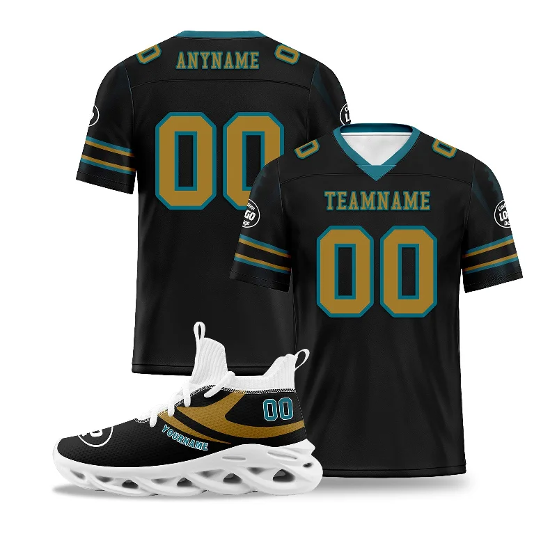 Personalized soccer jersey with retro design elements-Custom Black Jacksonville Football Jersey and Sports Shoes Combo Offer Personalized Combo ZH-D025008-17