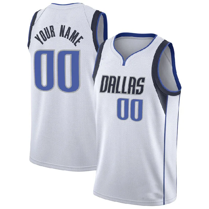 Custom basketball jersey with quick-dry material-Custom D.Mavericks  2020-21 Swingman Jersey Association Edition White American Stitched Basketball Jersey