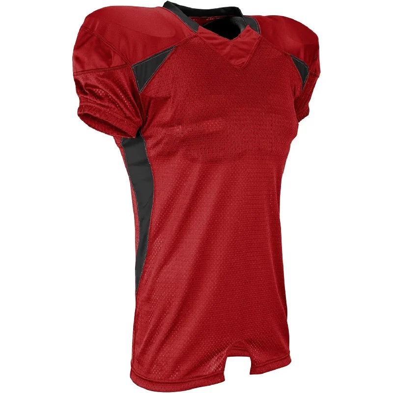 Custom rugby jerseys for team fundraising efforts-Champrov Adult Huddle Football Jersey - SCARLET BODY, BLACK BODY - S