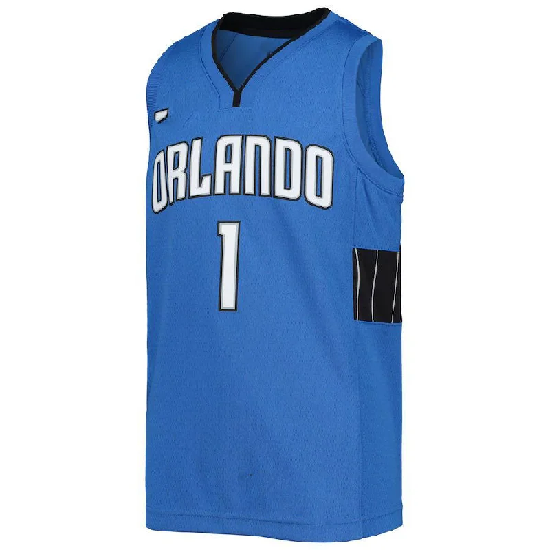 Basketball jersey with premium fabric for comfortable fit-O.Magic #1 Jonathan Isaac Jordan Brand  2020-21 Player Jersey Statement Edition Blue Stitched American Basketball Jersey