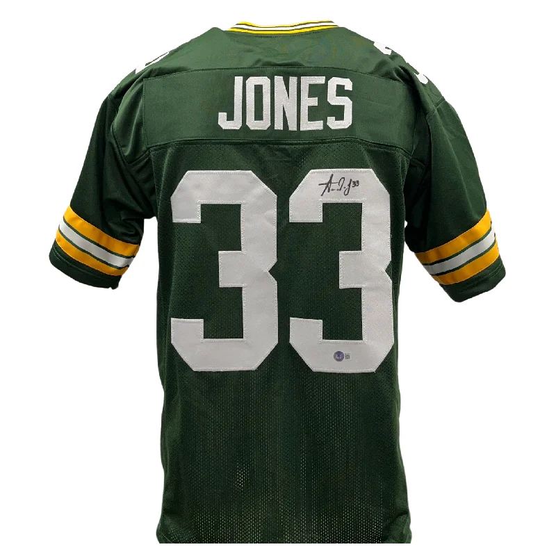 Soccer jersey with moisture control for intense games-Aaron Jones Signed Custom Green Football Jersey