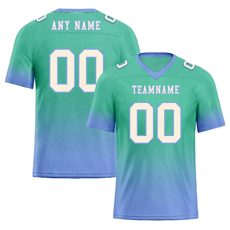 Soccer jersey with modern, slim-fit design-Custom Mint Green Blue Fade Fashion Personalized Authentic Football Jersey FBJ02-D06105