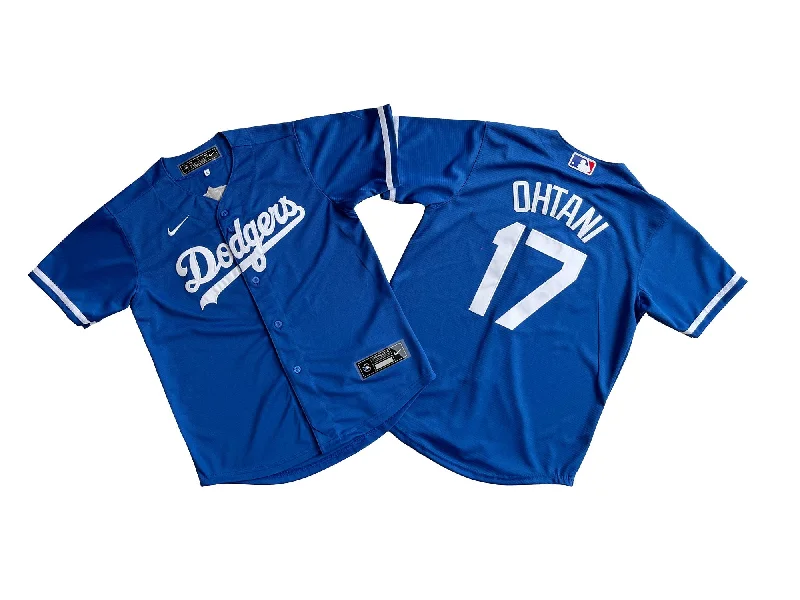 Full-button baseball jersey for traditional style-KID Youth Los Angeles Dodgers #17 Shohei Ohtani Royal Blue Base Jersey