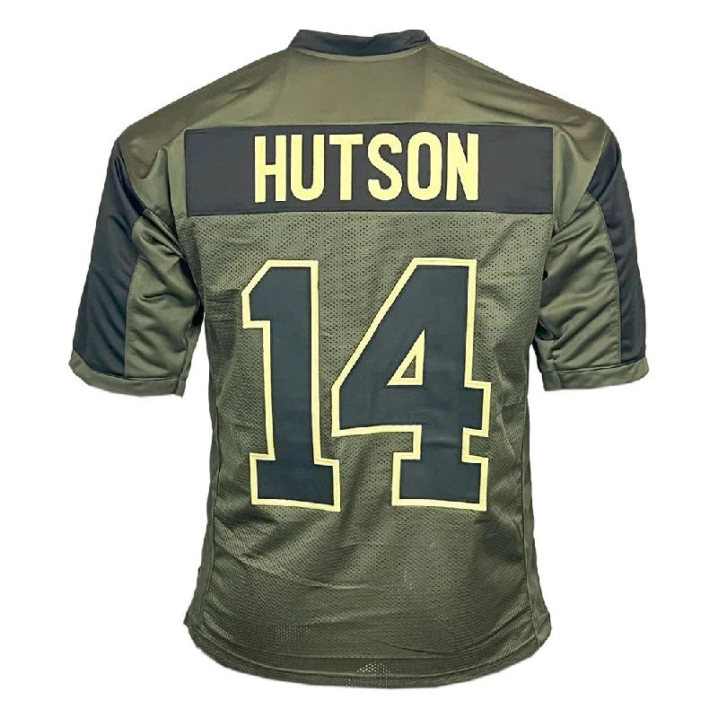 Custom soccer jersey for charity fundraising events-Don Hutson Unsigned Salute to Service Football Jersey