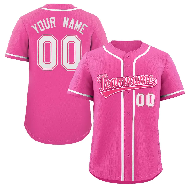 Baseball jersey for fan meetups with team pride-Custom Pink White Classic Style Authentic Baseball Jersey