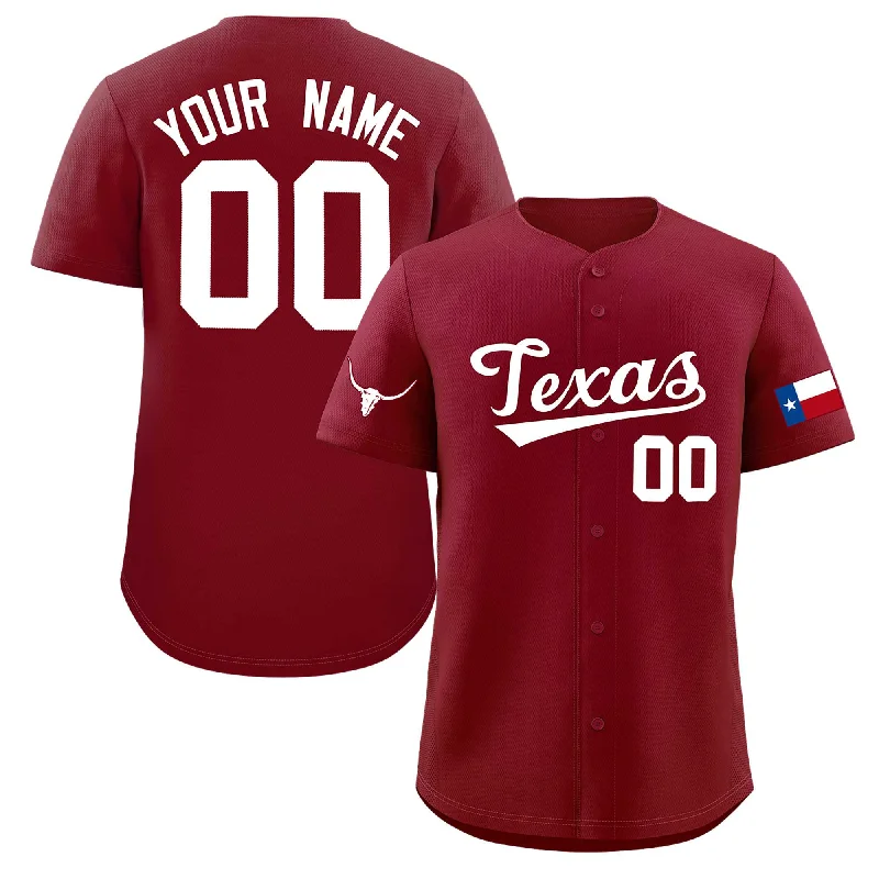 Baseball jersey with added durability for heavy play-Custom Crimson White Texas Flag Classic Style Authentic Baseball Jersey