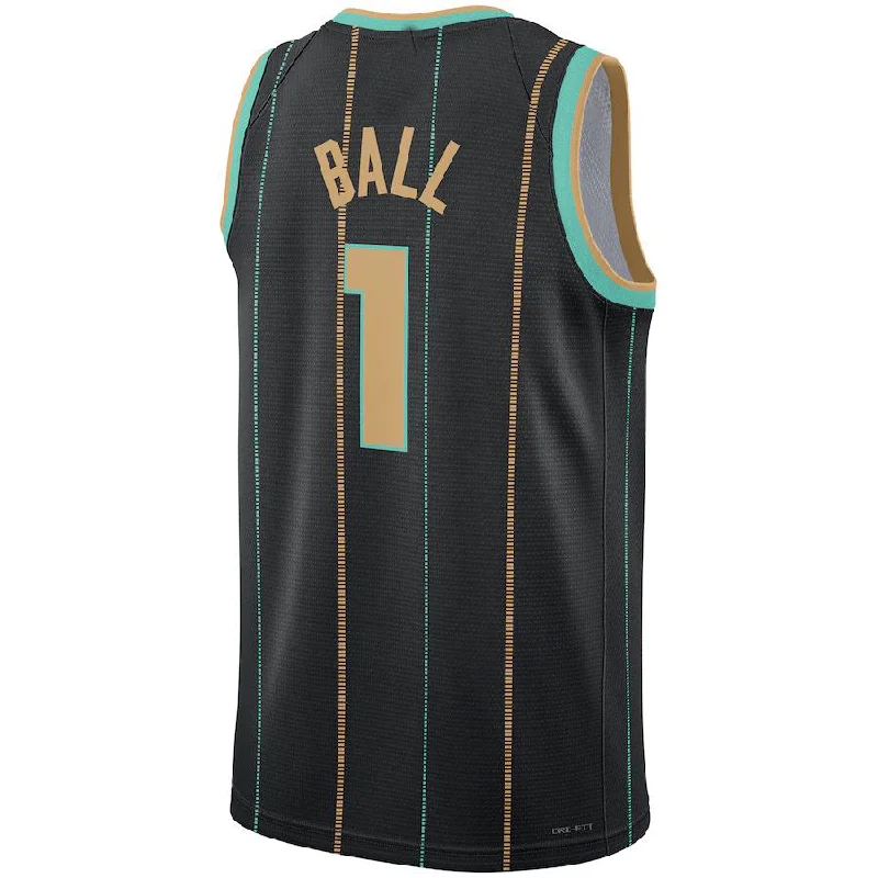 Custom basketball jersey for team spirit wear-C.Hornets #1 LaMelo Ball Jordan Brand Unisex 2022-23 Swingman Jersey City Edition Black Stitched American Basketball Jersey