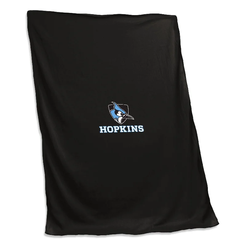 Team home textiles with fan slogans and mottos-Johns Hopkins Black Screened Sweatshirt Blanket