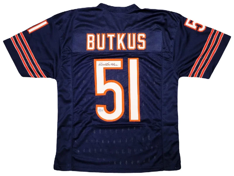 Soccer jersey with breathable fabric for comfort-Dick Butkus Chicago Signed Navy Blue Football Jersey BAS