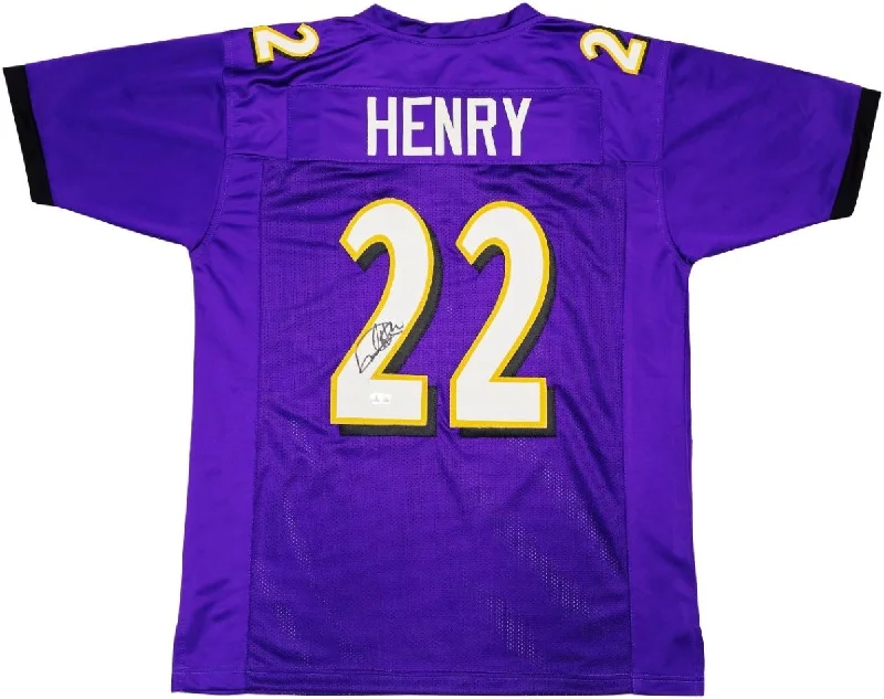 Personalized soccer jersey for special events-Derrick Henry Baltimore Signed Purple Football Jersey BAS ITP