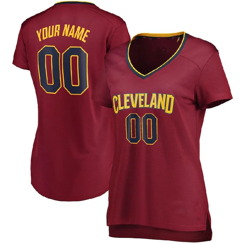 High-quality basketball jersey for youth leagues-Custom C.Cavaliers Fanatics Branded Fast Break Icon Edition Wine American Stitched Basketball Jersey