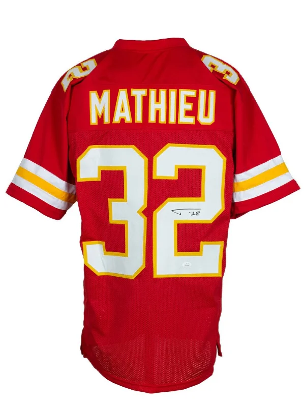 Custom soccer jersey for tournament teams-Tyrann Mathieu Kansas City Signed Red Football Jersey JSA ITP