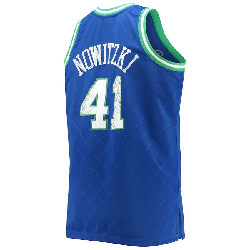 Custom basketball jersey for charity sports events-D.Mavericks #41 Dirk Nowitzki Mitchell & Ness Big & Tall 1998-99 75th Anniversary Diamond Swingman Jersey Royal Stitched American Basketball Jersey