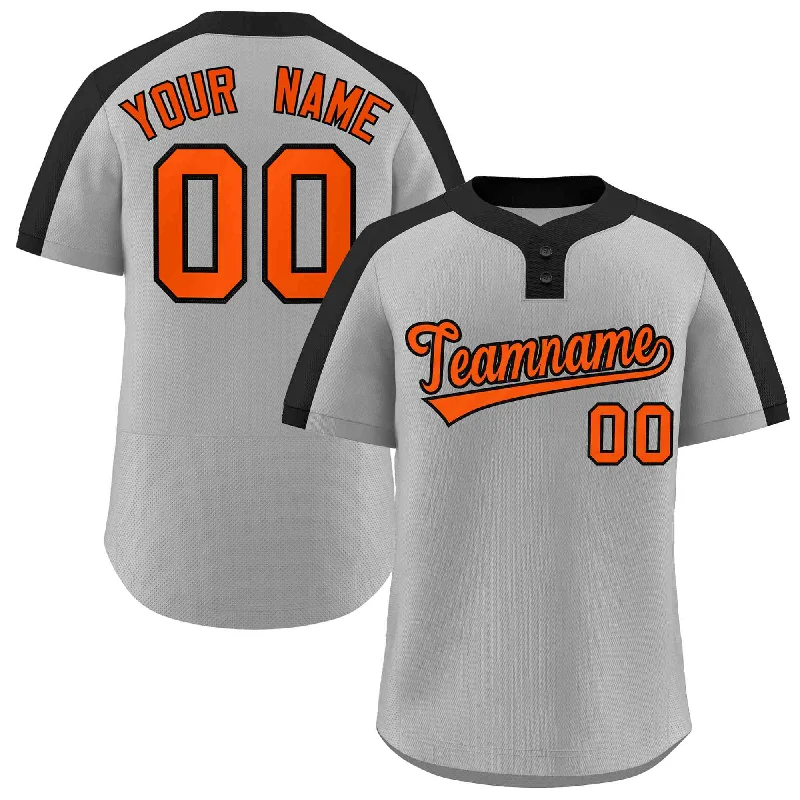 Personalized baseball jersey for holiday gifts-Custom Gray Orange-Black Classic Style Authentic Two-Button Baseball Jersey