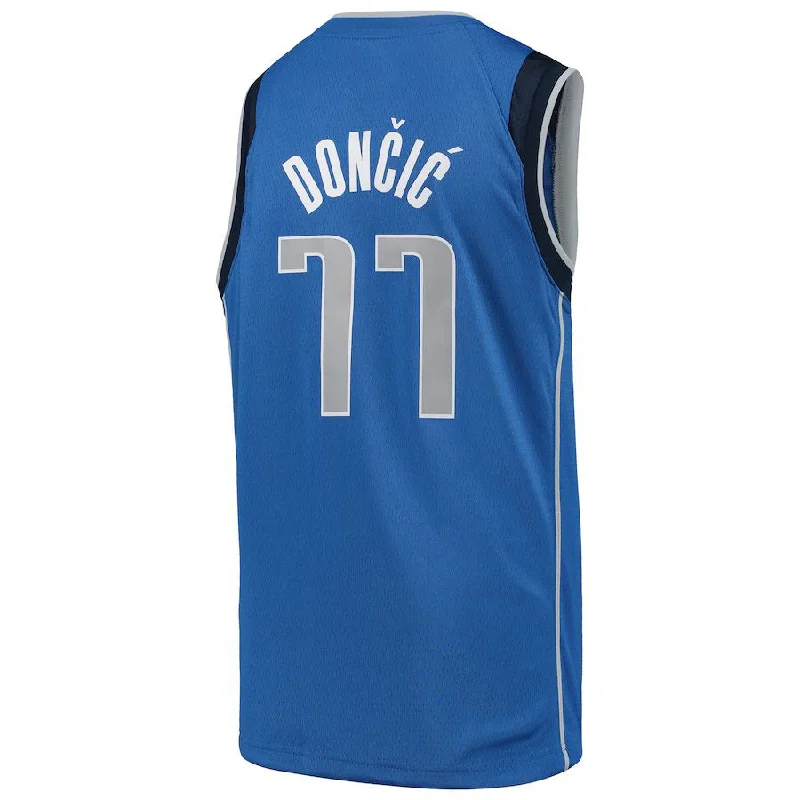 Personalized basketball jersey for end-of-season gifts-D.Mavericks #77 Luka Doncic Swingman Jersey City Edition Blue Stitched American Basketball Jersey