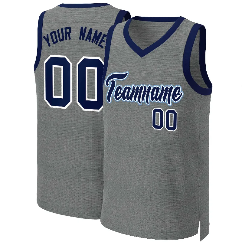 Basketball jersey with long sleeves for colder weather-Custom Dark Gray Navy-White Classic Tops Basketball Jersey