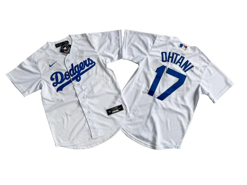 Custom baseball jersey for alumni events-KID Youth Los Angeles Dodgers #17 Shohei Ohtani Royal White Base Jerse