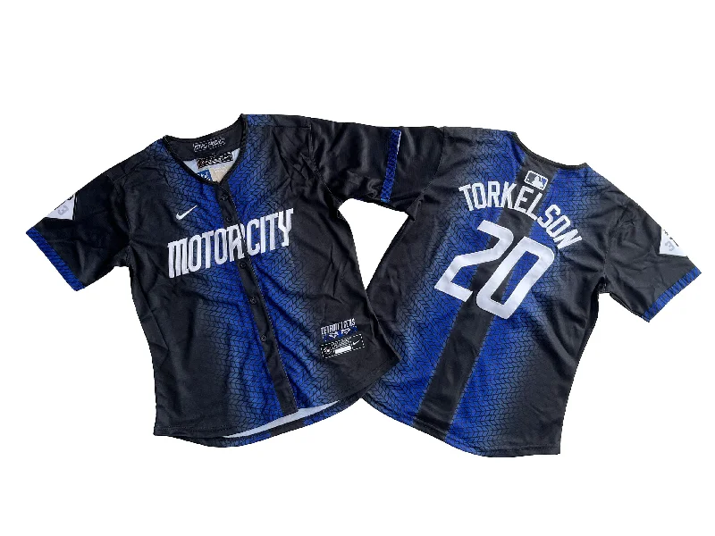 Custom baseball jersey for professional sports leagues-Women's Detroit Tigers Spencer Torkelson #20 Navy 2024 City Connect Limited Jersey