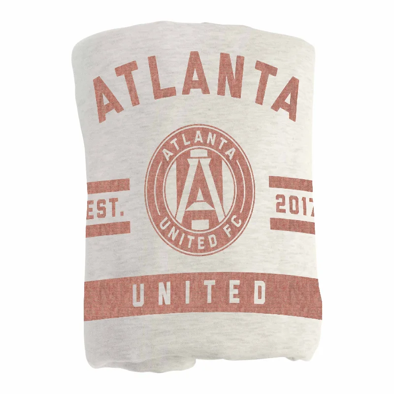 Personalized team comforters for teenage rooms-Atlanta United Oatmeal Sweatshirt Blanket