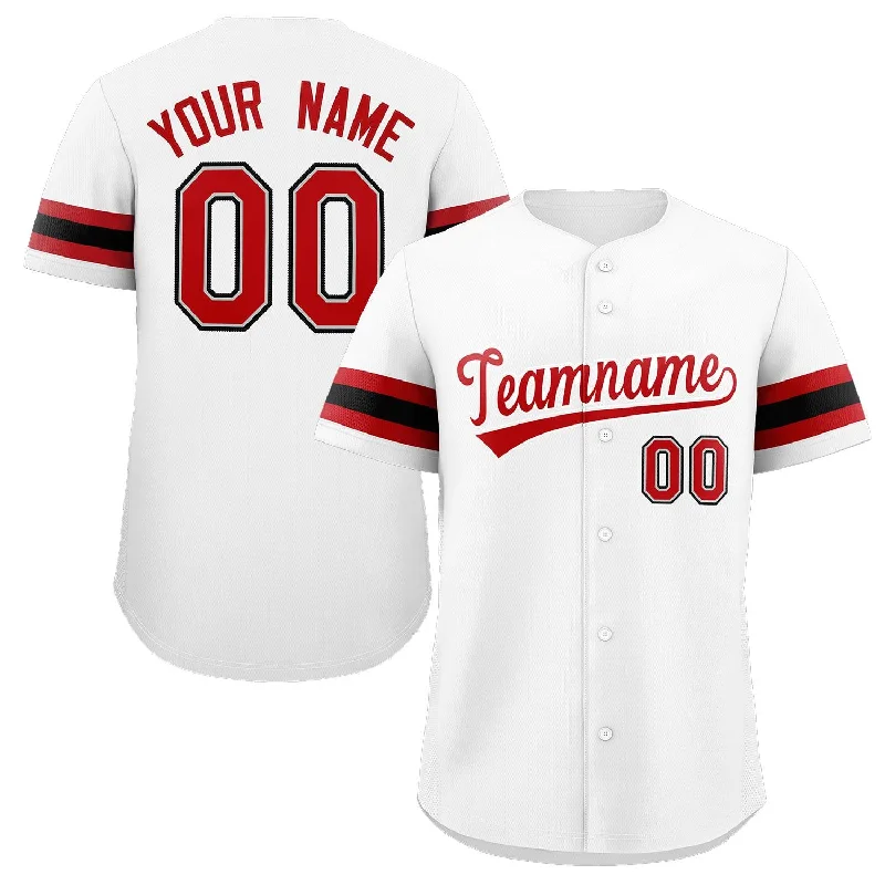 Baseball jersey with high-performance materials for active play-Custom White Red-White Classic Style Authentic Baseball Jersey