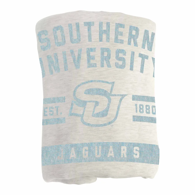 Team bath towels with logo print-Southern University Oatmeal Sweatshirt Blanket