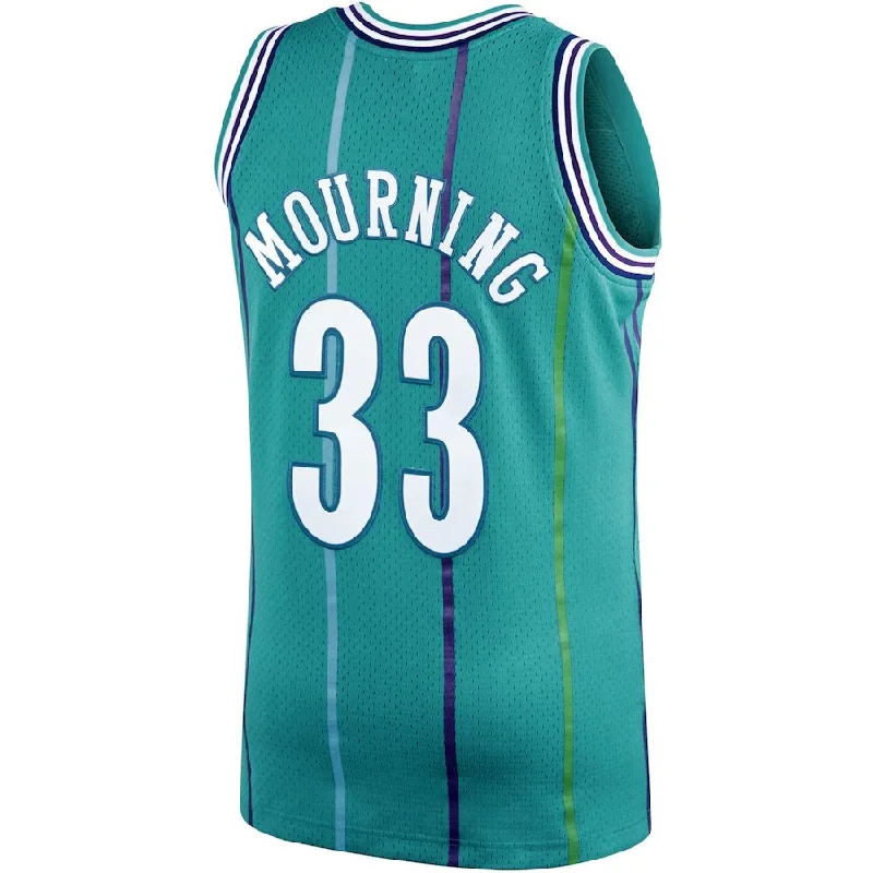 Custom basketball jersey with embroidered player names-C.Hornets #33 Alonzo Mourning Mitchell & Ness 1992-93 Hardwood Classics Swingman Player Jersey  Teal Stitched American Basketball Jersey