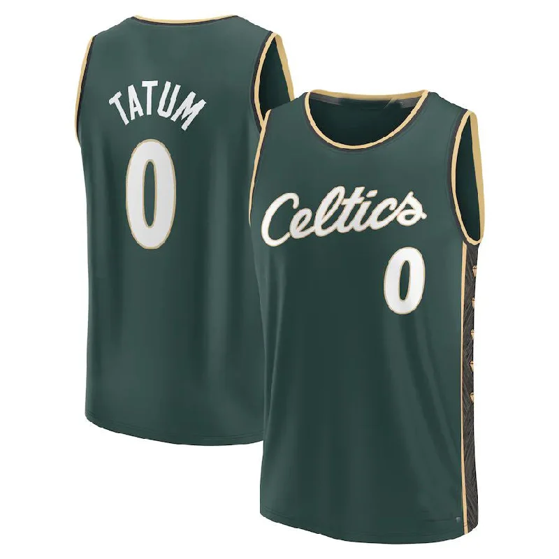 Basketball jersey with bold design elements for fashion-B.Celtics #0 Jayson Tatum Fanatics Branded 2022-23 Fastbreak Jersey City Edition Kelly Green Stitched American Basketball Jersey