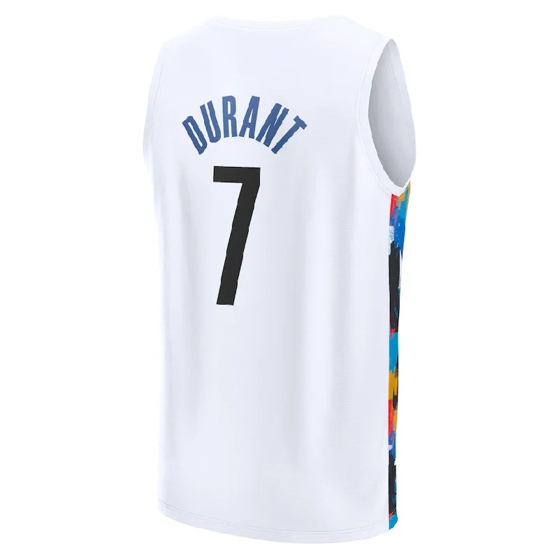 Retro basketball jerseys for collectors-B.Nets #7 Kevin Durant Fanatics Branded 2022-23 Fastbreak Jersey City Edition White Stitched American Basketball Jersey