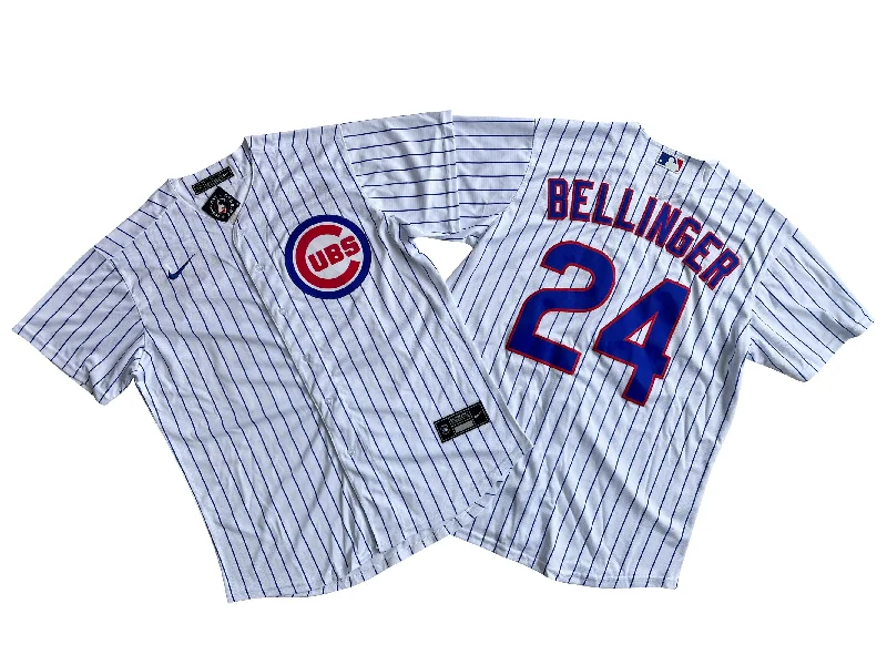 Baseball jersey for fall season with long sleeves-Men's Chicago Cubs  White 24# Cody Bellinger Player Jersey