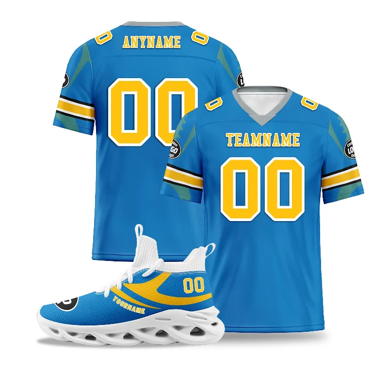 Personalized soccer jersey for school leagues-Custom Blue Los Angeles Football Jersey and Sports Shoes Combo Offer Personalized Combo ZH-D025008-24