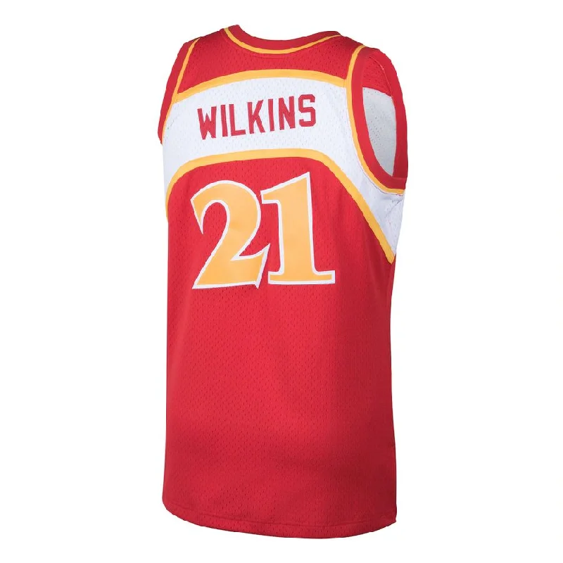 Custom basketball jersey for teams-A.Hawks #21 Dominique Wilkins Mitchell & Ness 1986-87 Hardwood Classics Swingman Jersey Red Stitched American Basketball Jersey