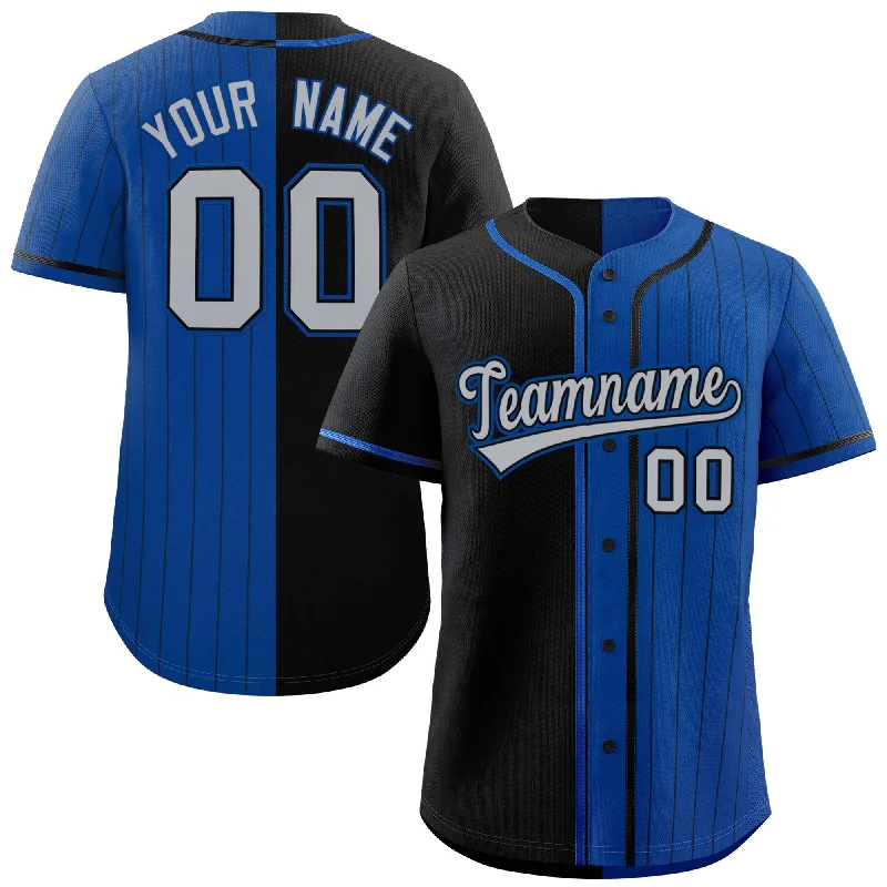 Baseball jersey for team merchandise-Custom Black Royal Stripe-Solid Combo Fashion Authentic Baseball Jersey