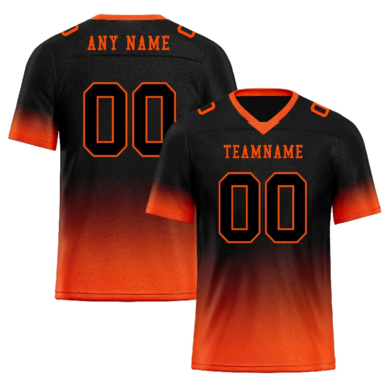 Soccer jersey for practice sessions with flexible material-Custom Black Orange Fade Fashion Personalized Authentic Football Jersey FBJ02-D06087