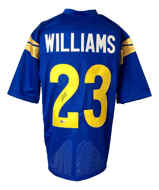 Soccer jersey with functional pockets for convenience-Kyren Williams Los Angeles Signed Blue Football Jersey BAS ITP