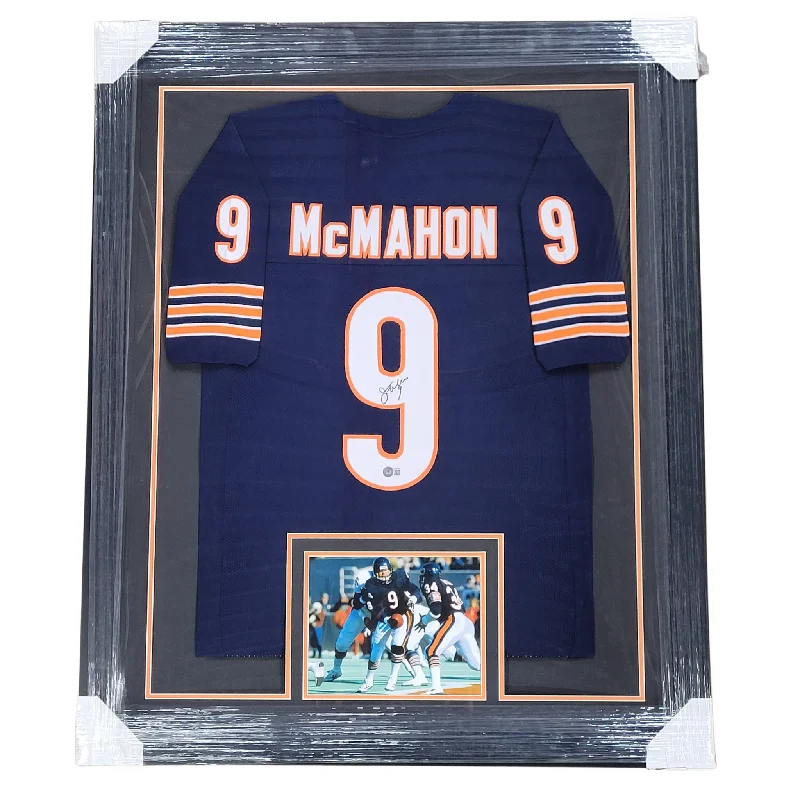 Personalized soccer jersey for community teams-Jim McMahon Signed & Professionally Framed Custom Navy Football Jersey