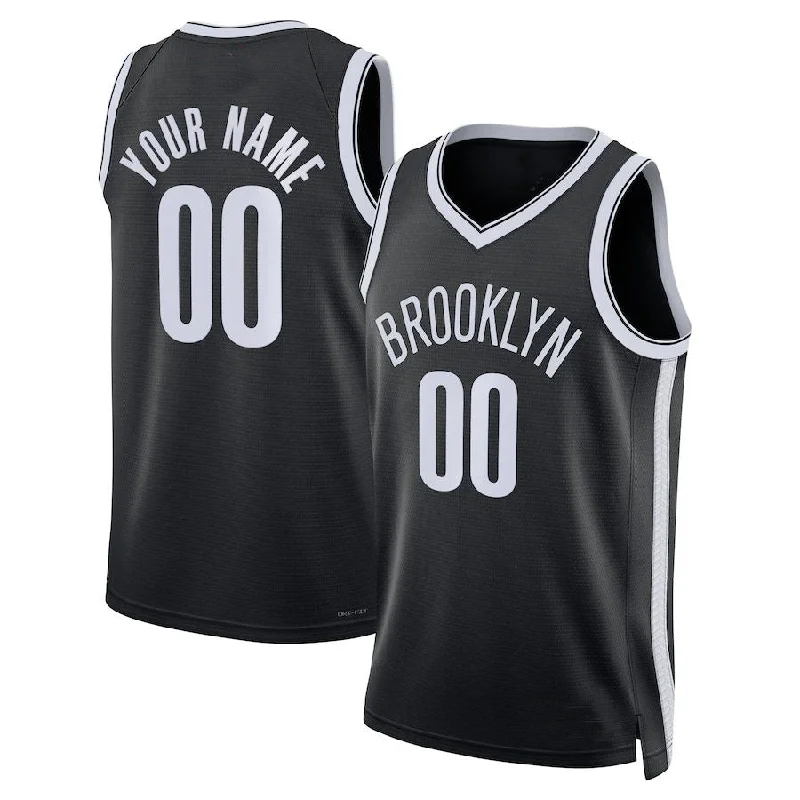 Personalized basketball jersey for gym wear-Custom B.Nets Unisex 2022-23 Swingman Jersey Black Icon Edition American Stitched Basketball Jersey