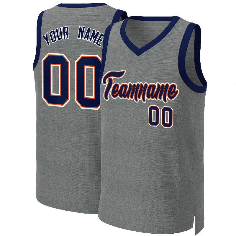 Premium basketball jersey for professional athletes-Custom Dark Gray Navy-Orange Classic Tops Basketball Jersey