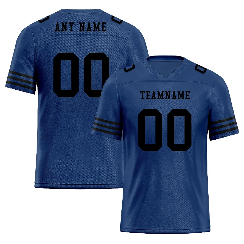 Personalized soccer jersey with custom design-Custom Dark Blue Black Striped Sleeves Personalized Authentic Football Jersey FBJ02-D06034