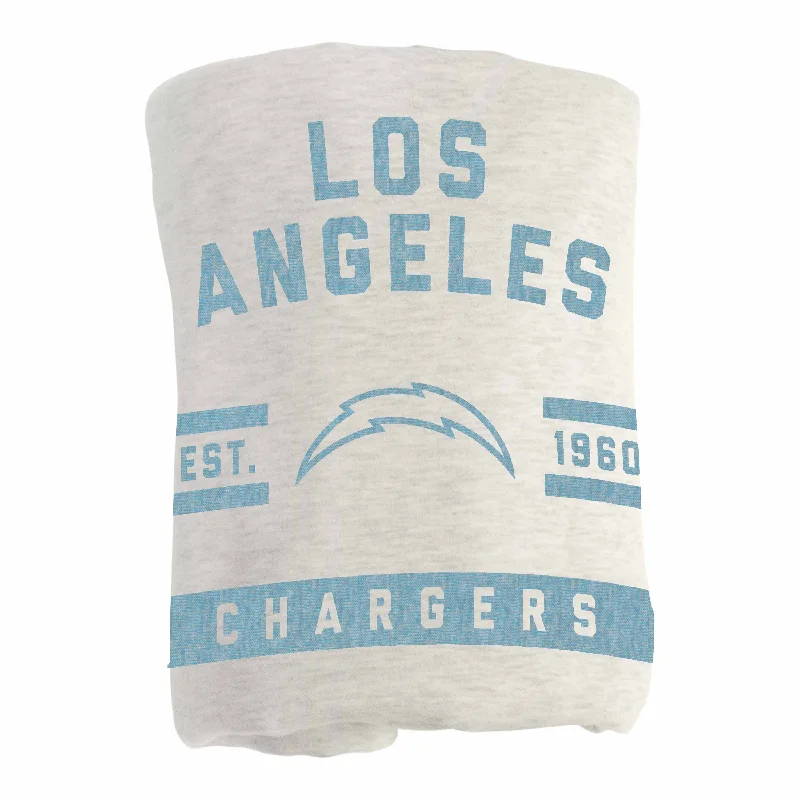 Custom team pillows for living rooms-Los Angeles Chargers Oatmeal Sweatshirt Blanket