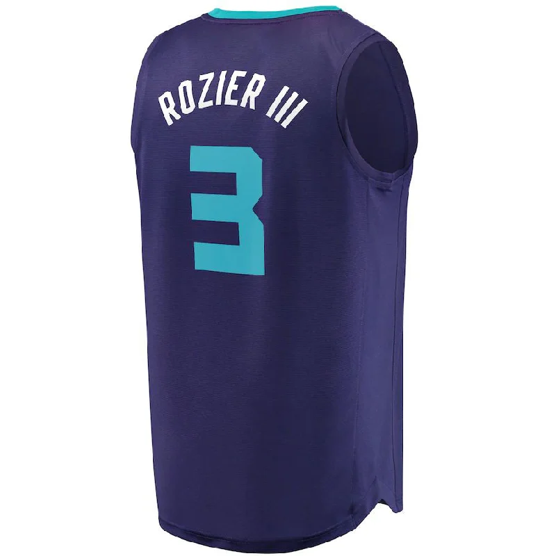 Basketball jersey for high-performance players with added comfort-C.Hornets #3 Terry Rozier III Fanatics Branded Fast Break Replica Jersey Purple Statement Edition Stitched American Basketball Jersey